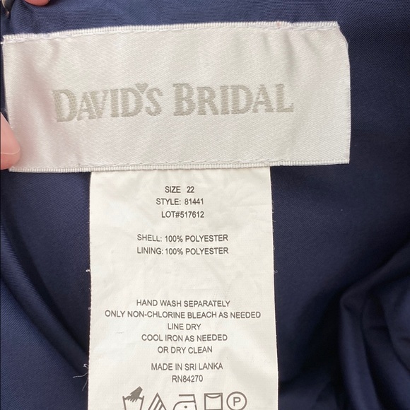 David's Bridal Navy Blue Halter A-line Maxi Dress - Picture 3 of 7